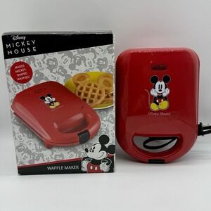 Disney Mickey Mouse Mini Waffle‎ Maker Red Non Stick Mickey Shaped Waffles New